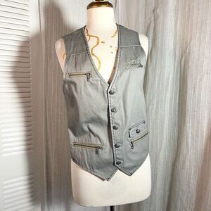 XIOS | Men’s | Vests | S | Taupe Plaid Embroidered Vest